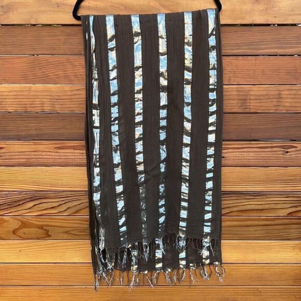 Brown & Silver Fringe Scarf